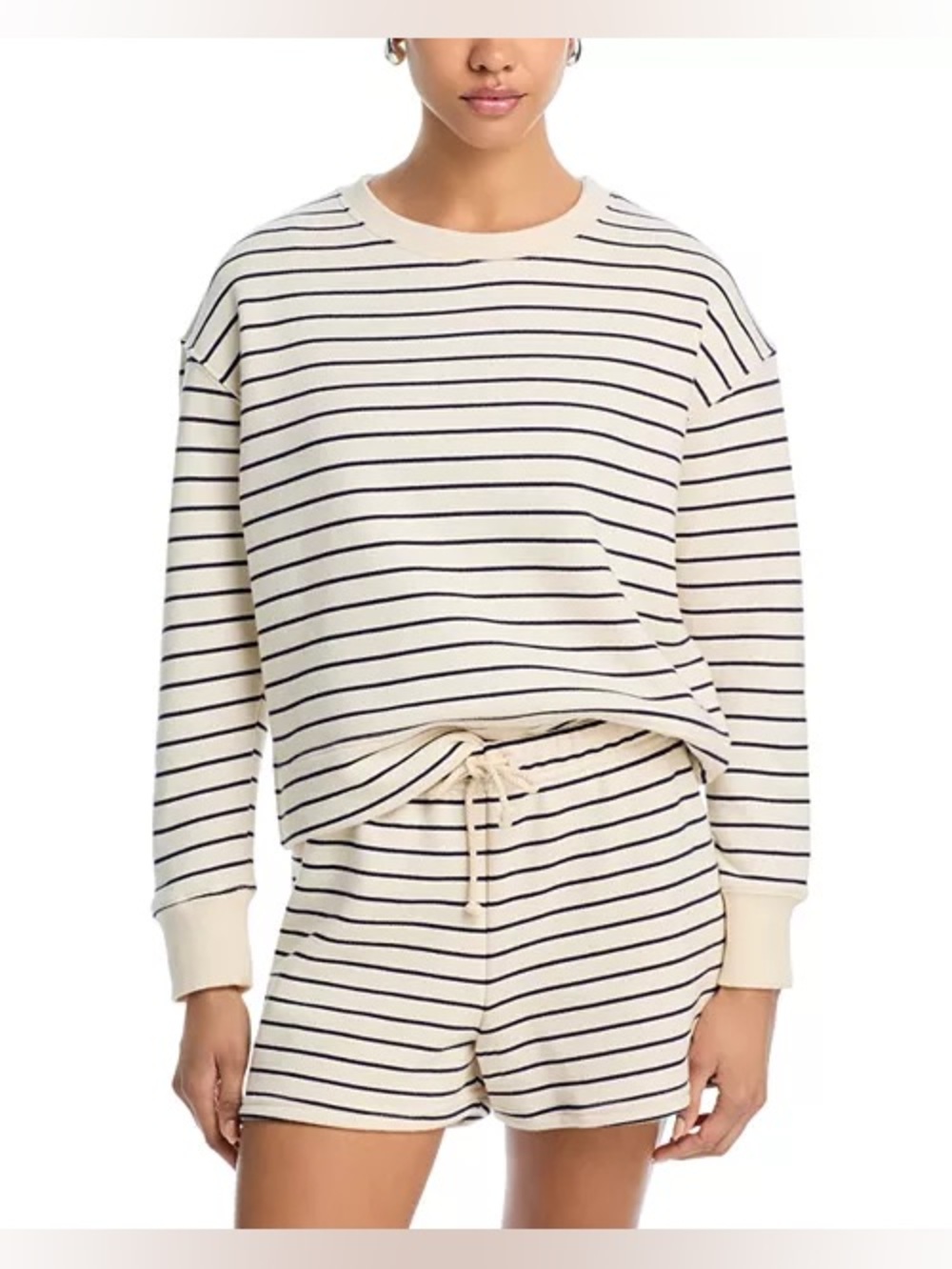 Perfectwhitetee Tyler French Terry Stripe Pullover Sweatshirt